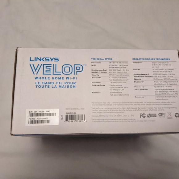 Linksys Velop AC1300 802.11ac Whole Home Mesh Wi-Fi System MU-MIMO 1 Pack White - Picture 12 of 13